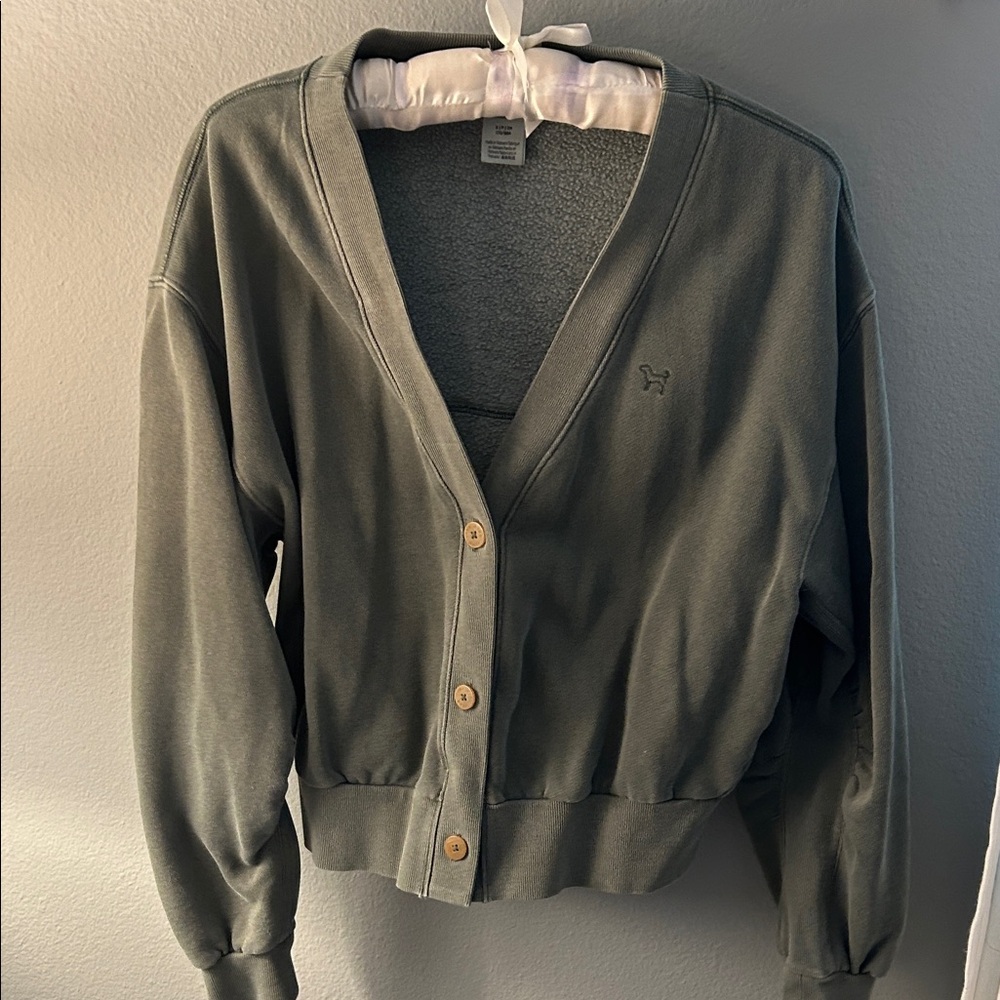PINK Victoria’ Secret Green Cardigan Sweater